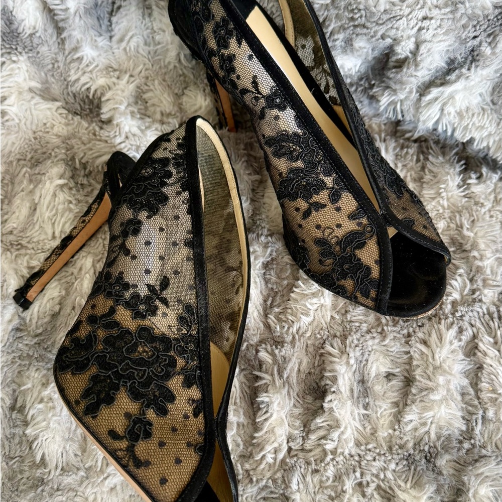 $1100 JIMMY CHOO SHAR SUPER SEXY FLORAL LACE Slingback HEELS SHOES 39.5/38.5 - Picture 8 of 10